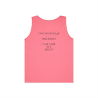 "Care Without Conditions" Tank Top: One Heartbeat. Equal Care.