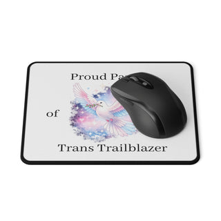 "Proud Parent of a Trans Trailblazer" Mouse Pad: Family. Love. Pride.