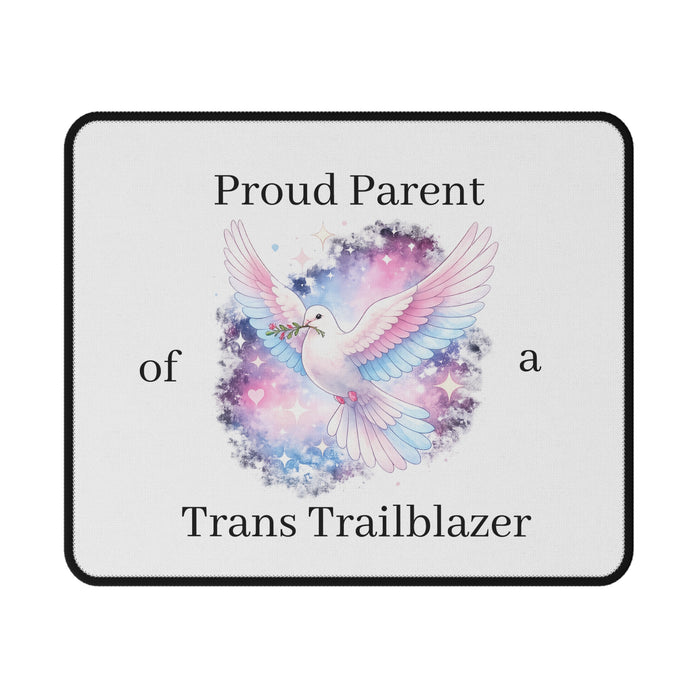 "Proud Parent of a Trans Trailblazer" Mouse Pad: Family. Love. Pride.